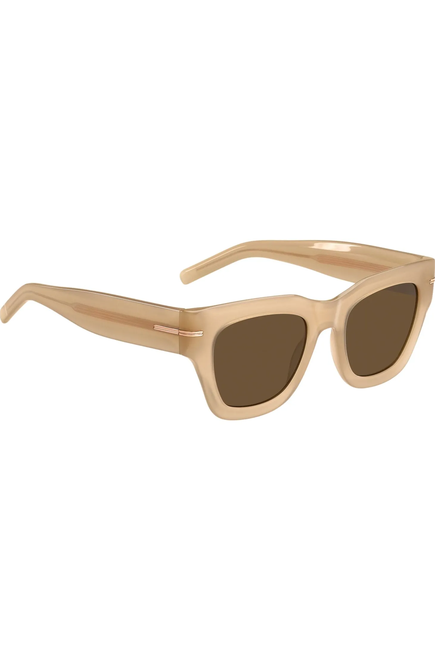 Sonnenbrille aus beigem Acetat mit charakteristischen goldfarbenen Details