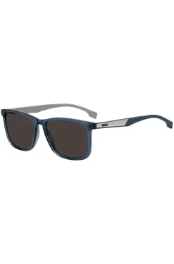 Sonnenbrille aus blauem Acetat mit Gummibügeln