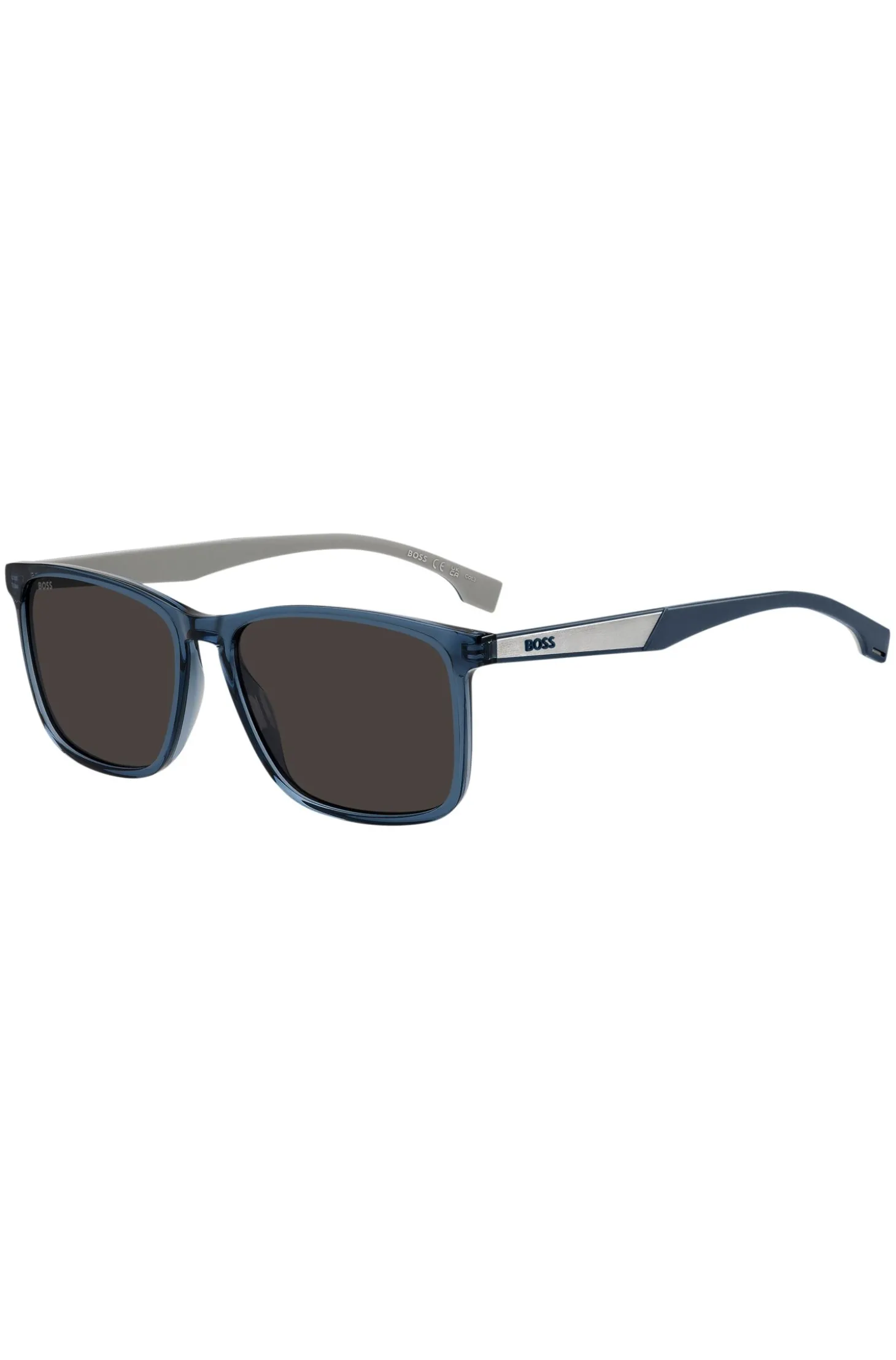 Sonnenbrille aus blauem Acetat mit Gummibügeln