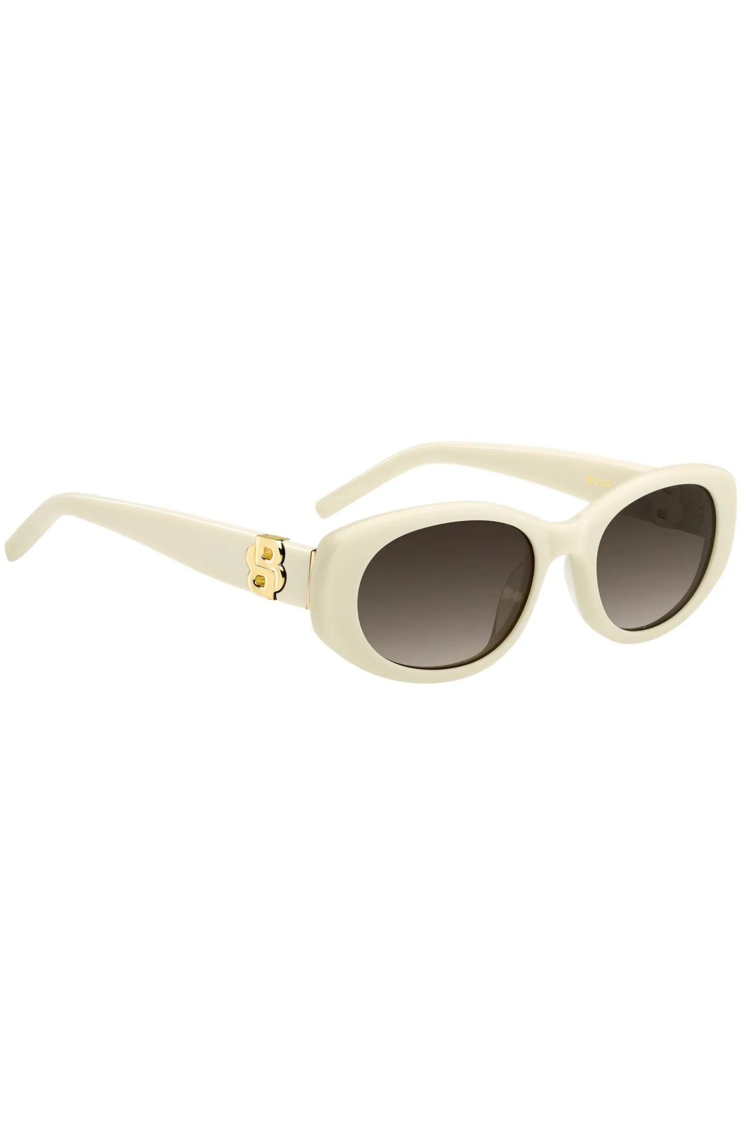 Sonnenbrille aus cremefarbenem Acetat mit Double-B-Monogramm