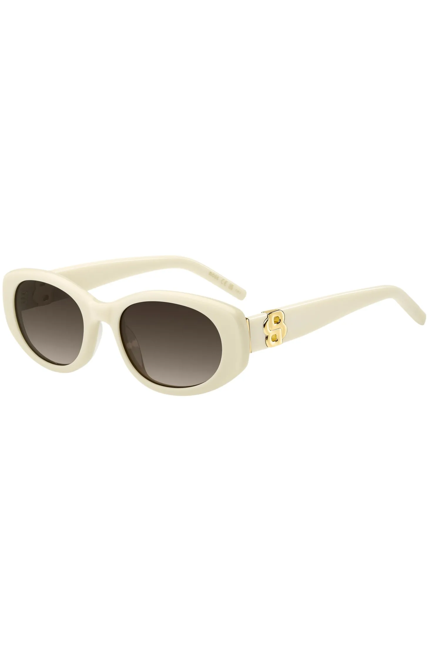 Sonnenbrille aus cremefarbenem Acetat mit Double-B-Monogramm