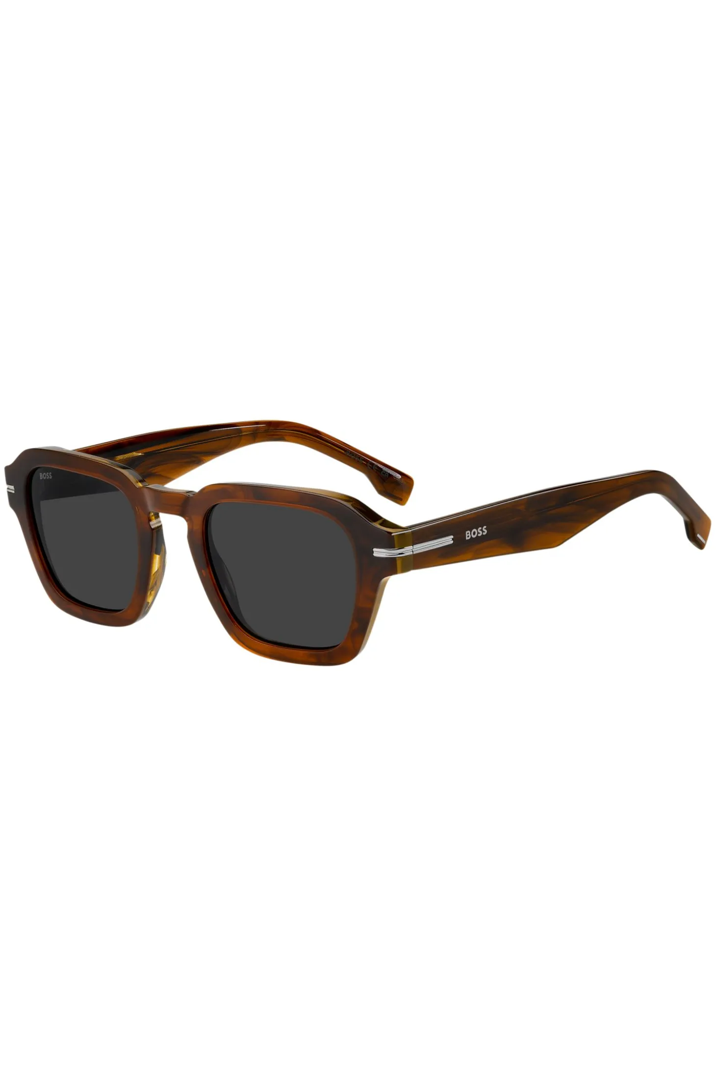 Sonnenbrille aus gemustertem Acetat mit silberfarbenen Details