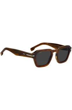 Sonnenbrille aus gemustertem Acetat mit silberfarbenen Details