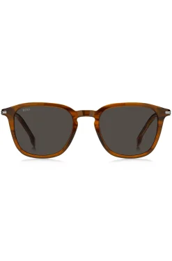 Sonnenbrille aus gemustertem Acetat mit Streifen an den Bügeln