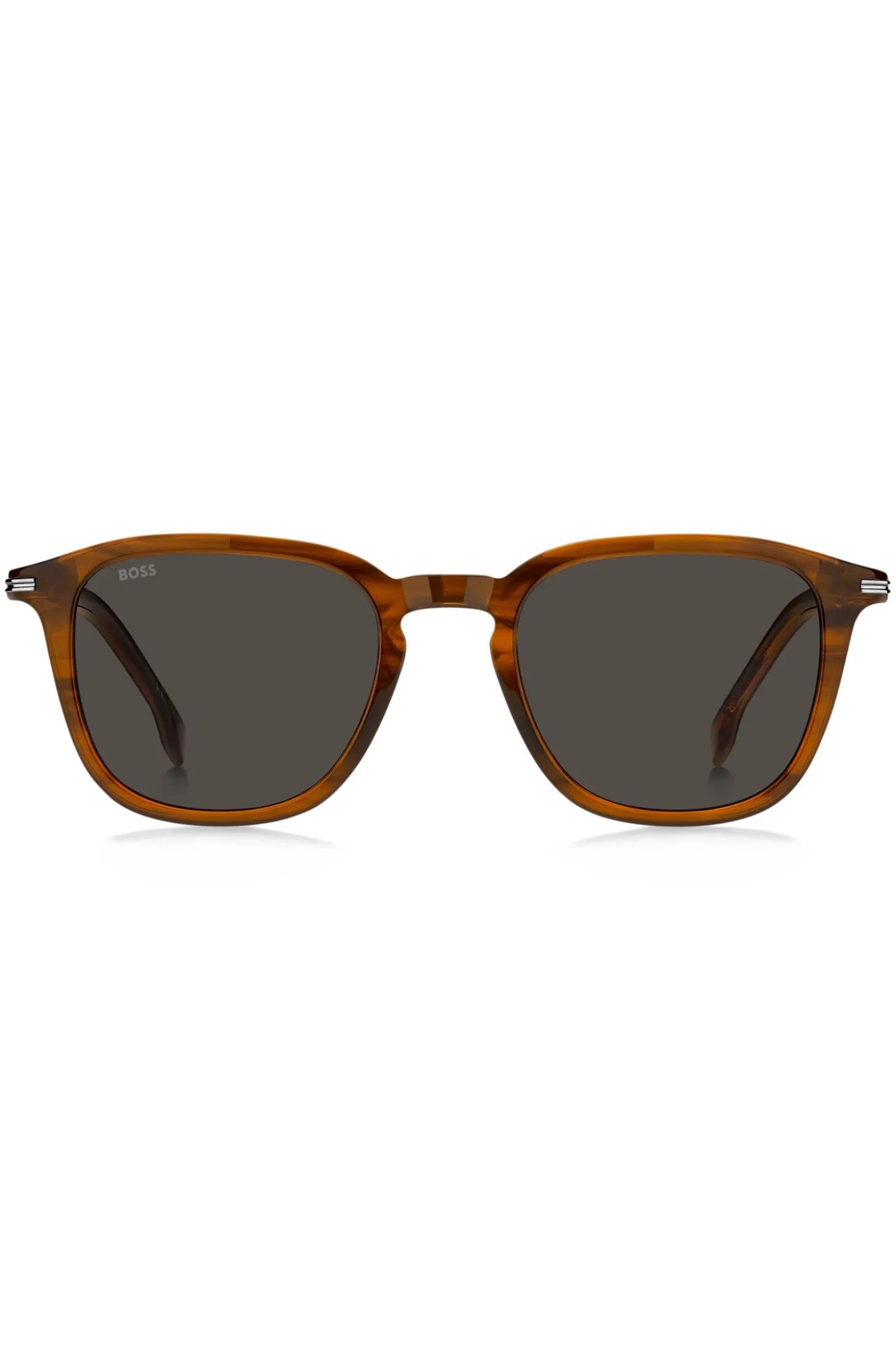 Sonnenbrille aus gemustertem Acetat mit Streifen an den Bügeln