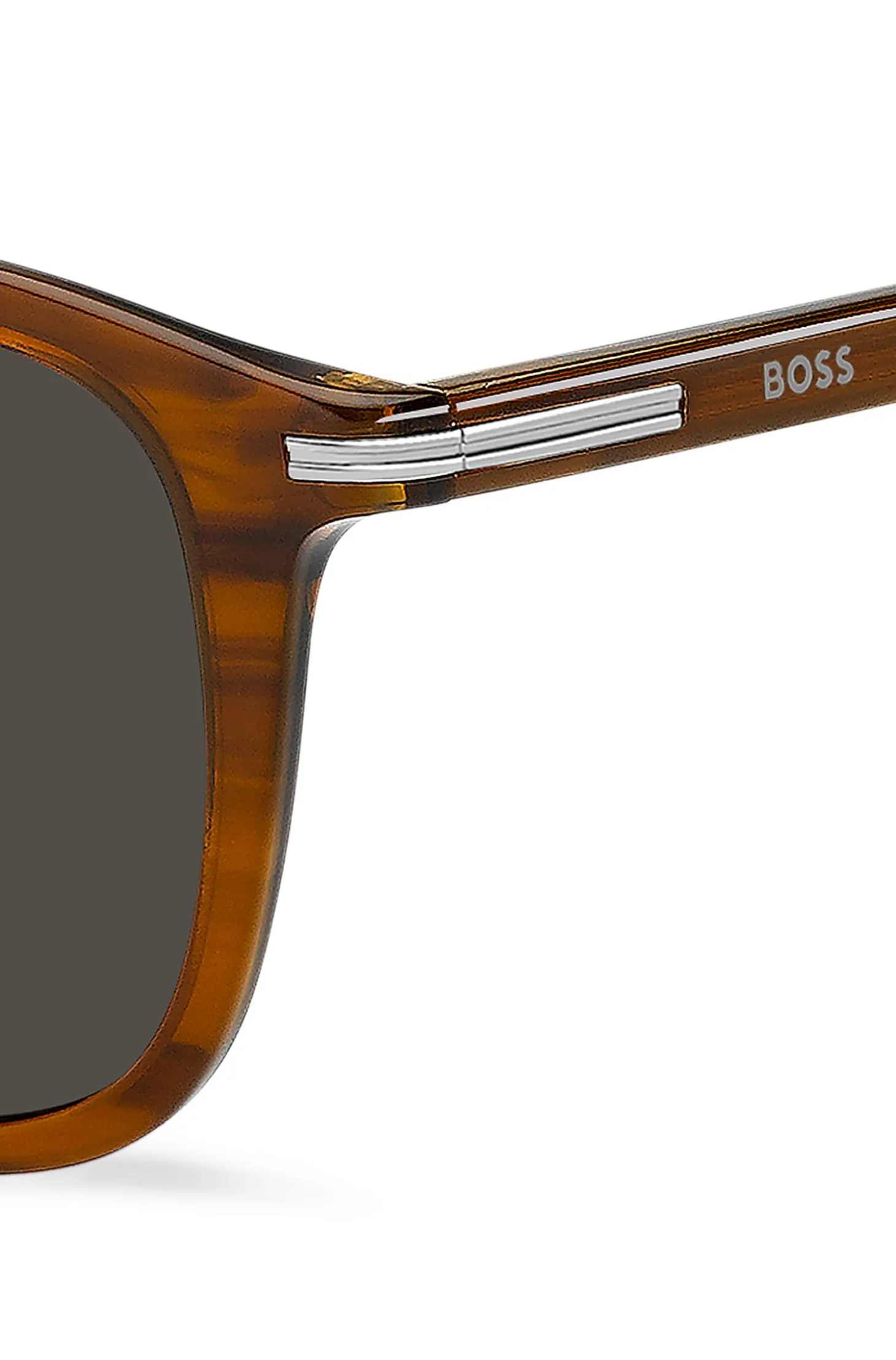 Sonnenbrille aus gemustertem Acetat mit Streifen an den Bügeln