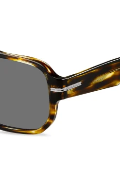 Sonnenbrille aus gemustertem Acetat mit silberfarbenen Details