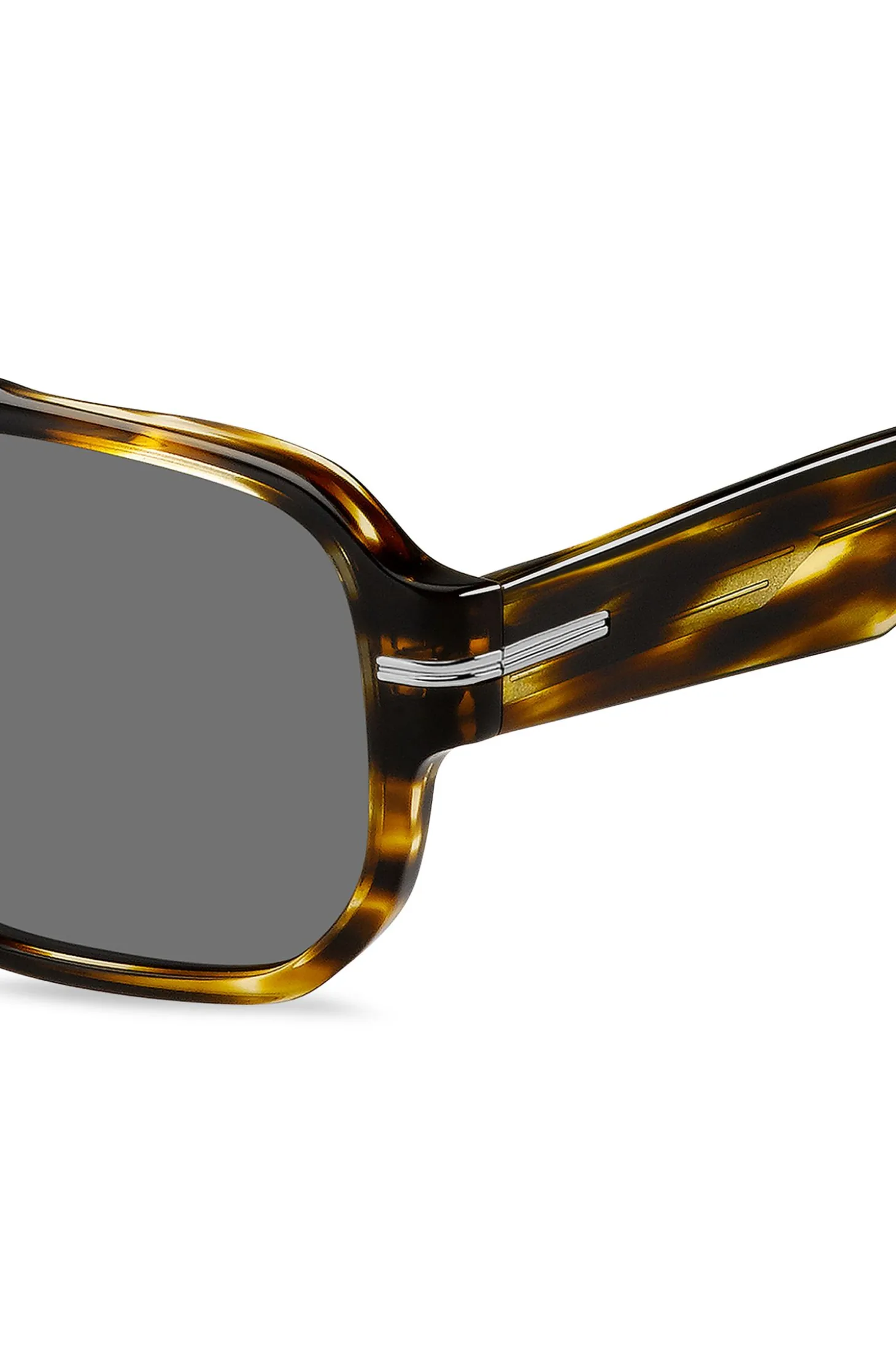 Sonnenbrille aus gemustertem Acetat mit silberfarbenen Details