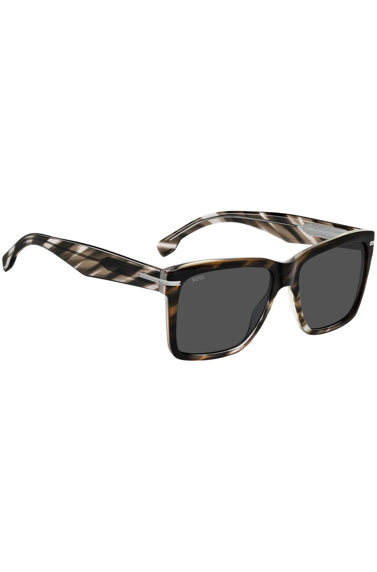 Sonnenbrille aus gemustertem Acetat mit silberfarbenen Details