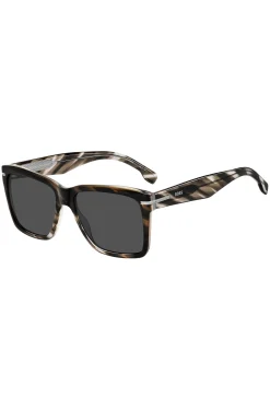 Sonnenbrille aus gemustertem Acetat mit silberfarbenen Details