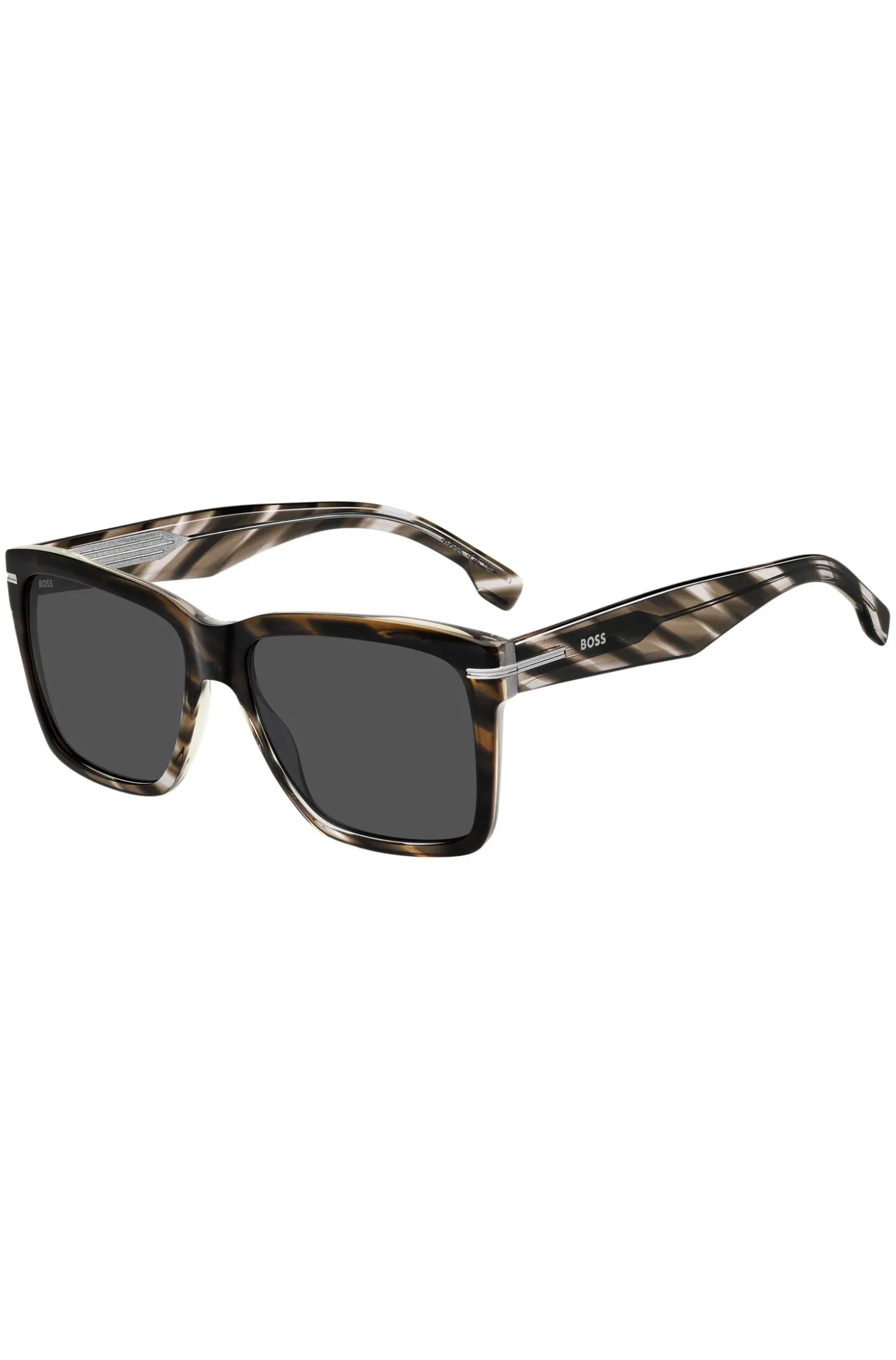 Sonnenbrille aus gemustertem Acetat mit silberfarbenen Details