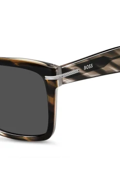 Sonnenbrille aus gemustertem Acetat mit silberfarbenen Details