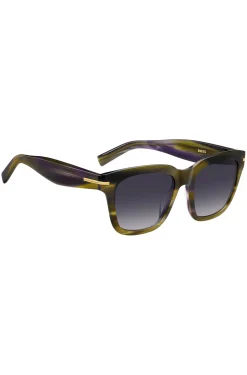 Sonnenbrille aus gemustertem Acetat mit goldfarbenen Details