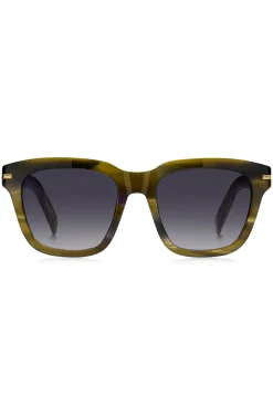 Sonnenbrille aus gemustertem Acetat mit goldfarbenen Details