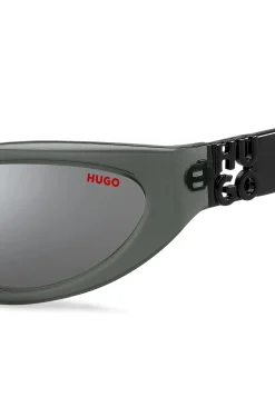 Sonnenbrille aus grauem Acetat mit 3D-Monogrammen