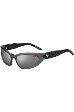 Sonnenbrille aus grauem Acetat mit 3D-Monogrammen