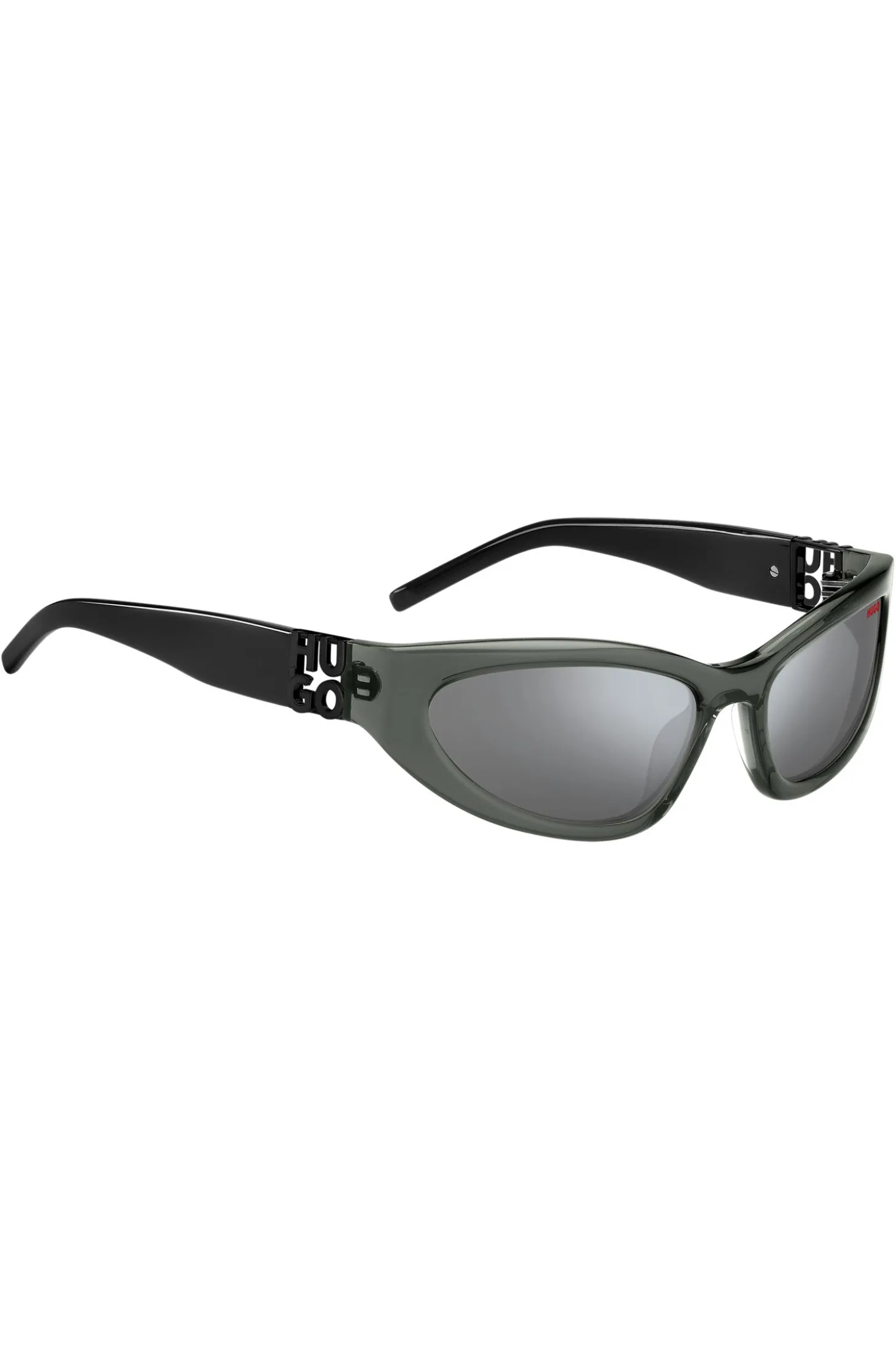 Sonnenbrille aus grauem Acetat mit 3D-Monogrammen