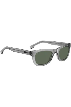 Sonnenbrille aus grauem Acetat mit 3D-Logo