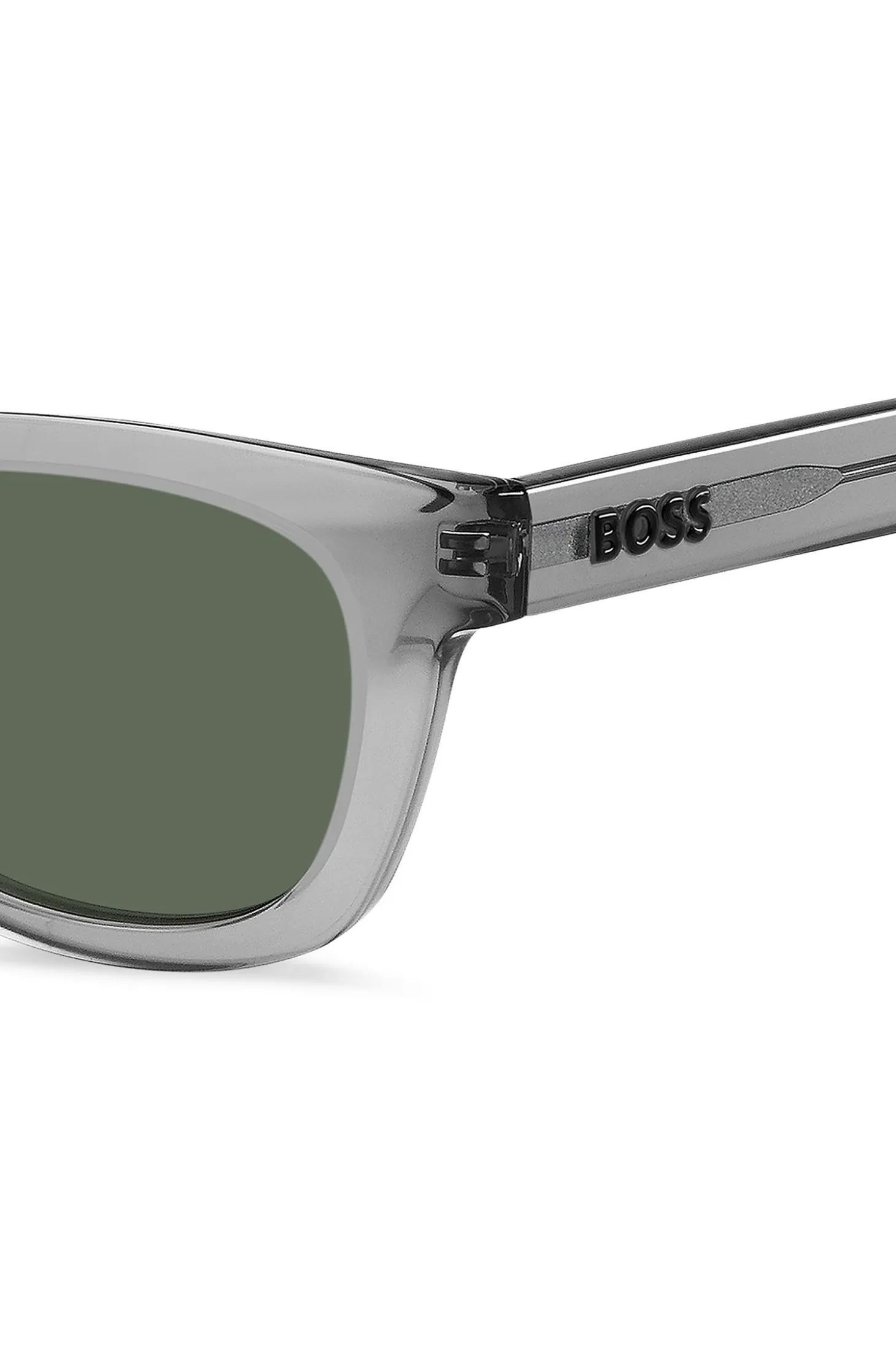 Sonnenbrille aus grauem Acetat mit 3D-Logo