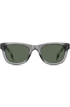 Sonnenbrille aus grauem Acetat mit 3D-Logo