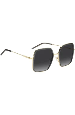 Sonnenbrille aus grauem Acetat und goldfarbenem Edelstahl