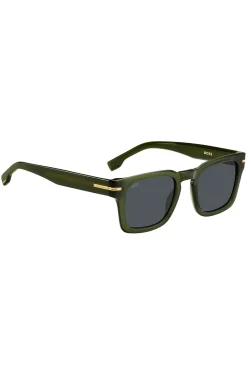 Sonnenbrille aus grünem Acetat mit goldfarbenen Metalldetails