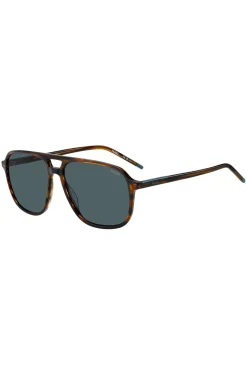 Sonnenbrille aus hornfarbenem Acetat mit Doppelsteg