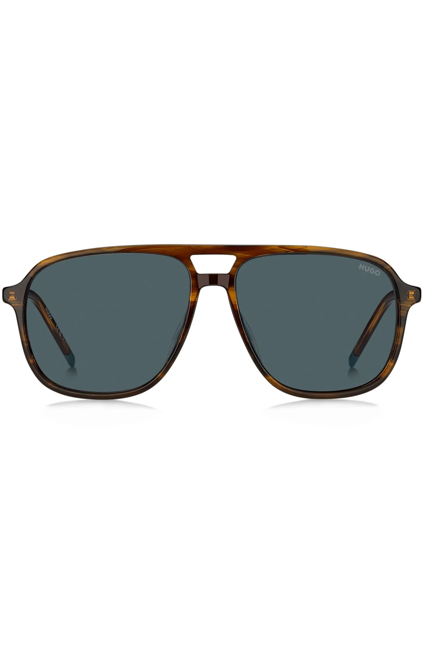 Sonnenbrille aus hornfarbenem Acetat mit Doppelsteg