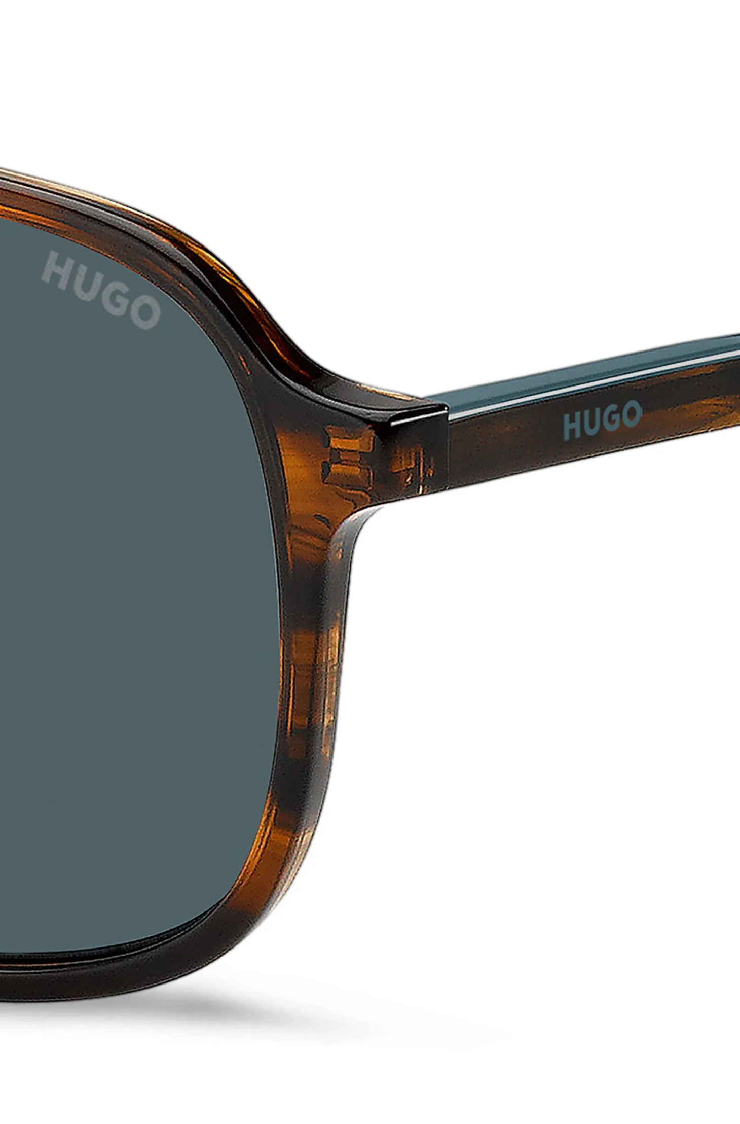 Sonnenbrille aus hornfarbenem Acetat mit Doppelsteg