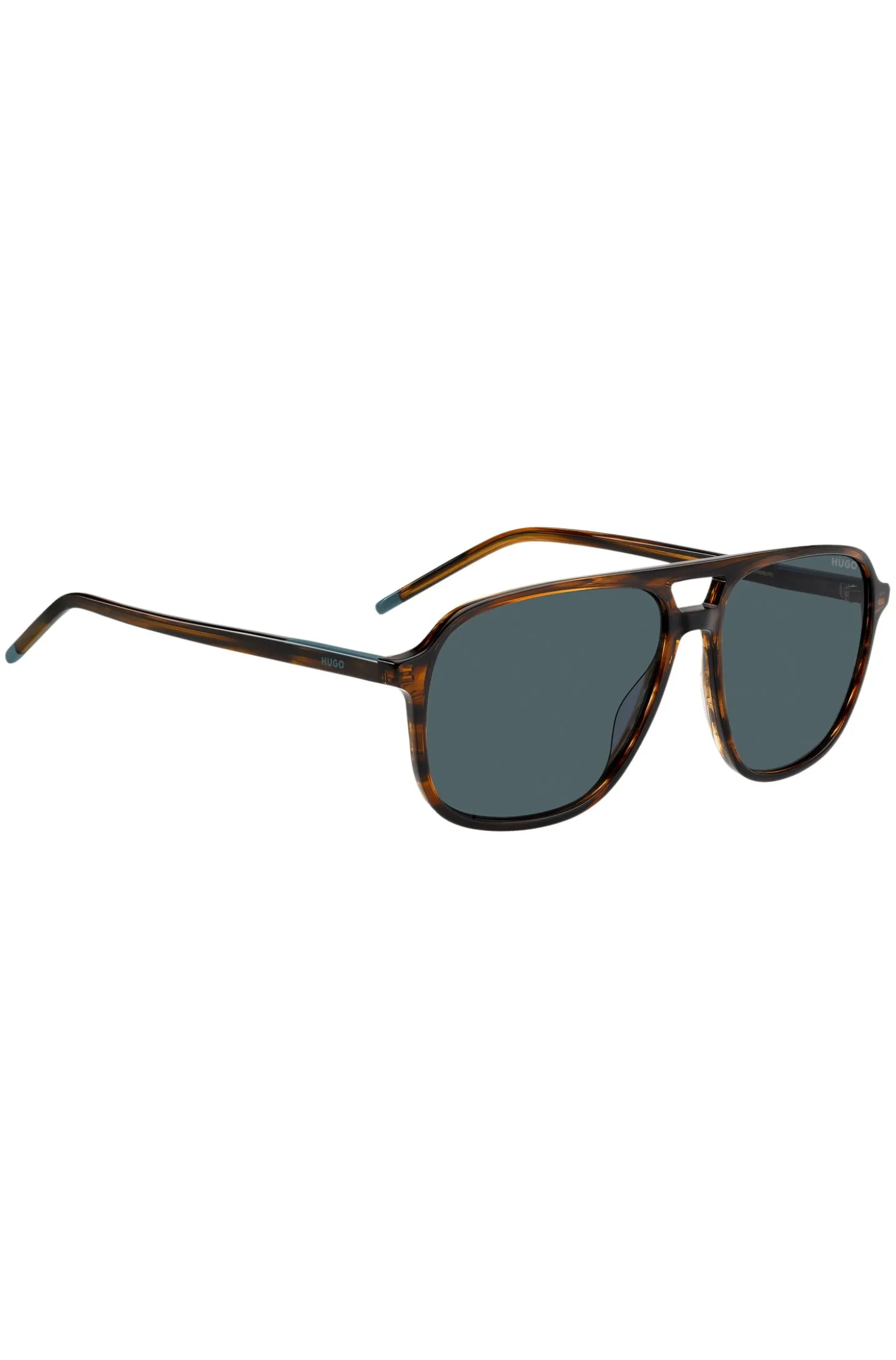Sonnenbrille aus hornfarbenem Acetat mit Doppelsteg