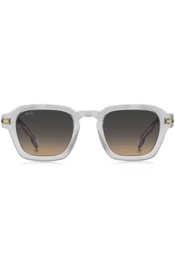 Sonnenbrille aus klarem Acetat mit Streifen am Bügel