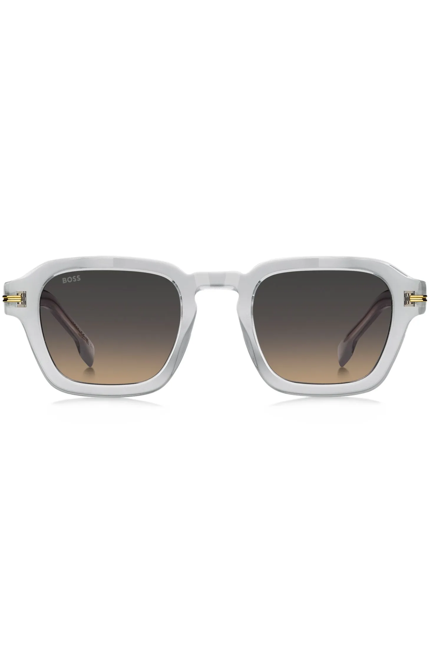 Sonnenbrille aus klarem Acetat mit Streifen am Bügel