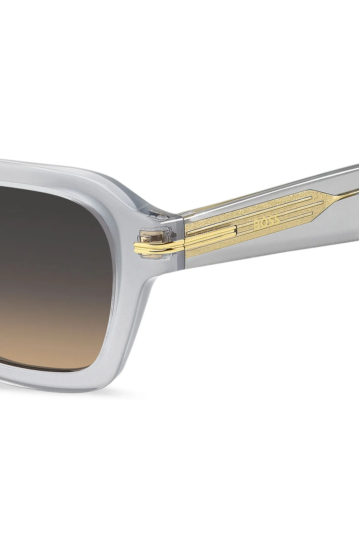 Sonnenbrille aus klarem Acetat mit Streifen am Bügel