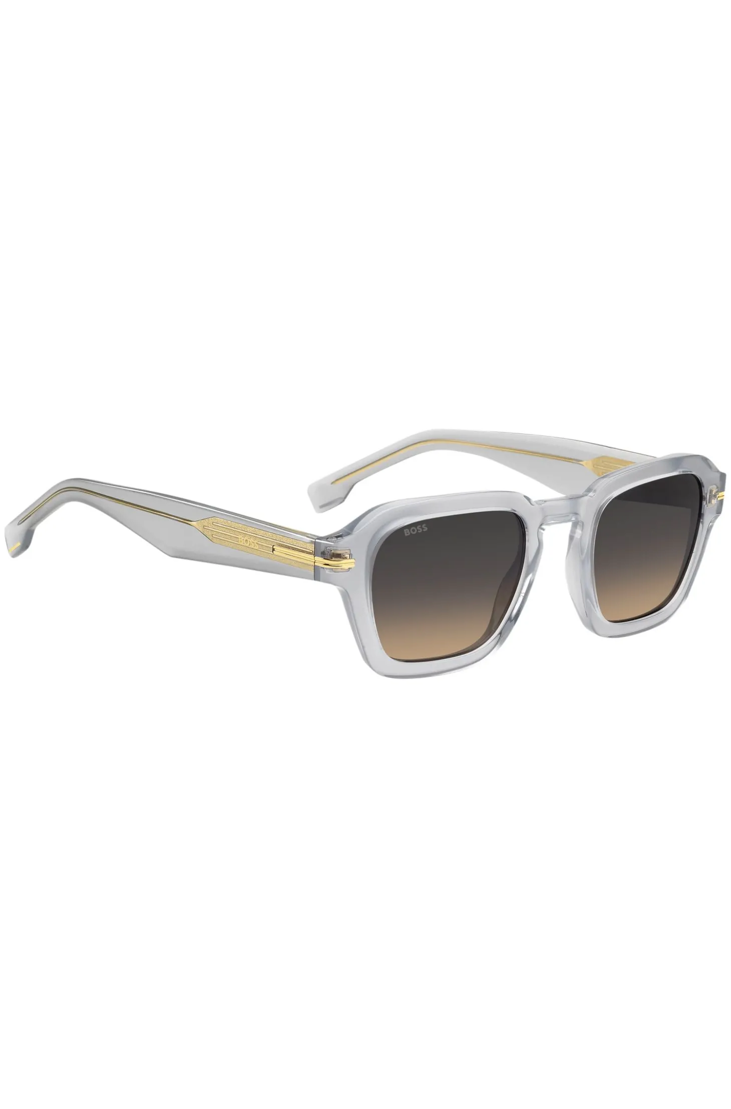 Sonnenbrille aus klarem Acetat mit Streifen am Bügel