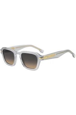 Sonnenbrille aus klarem Acetat mit Streifen am Bügel