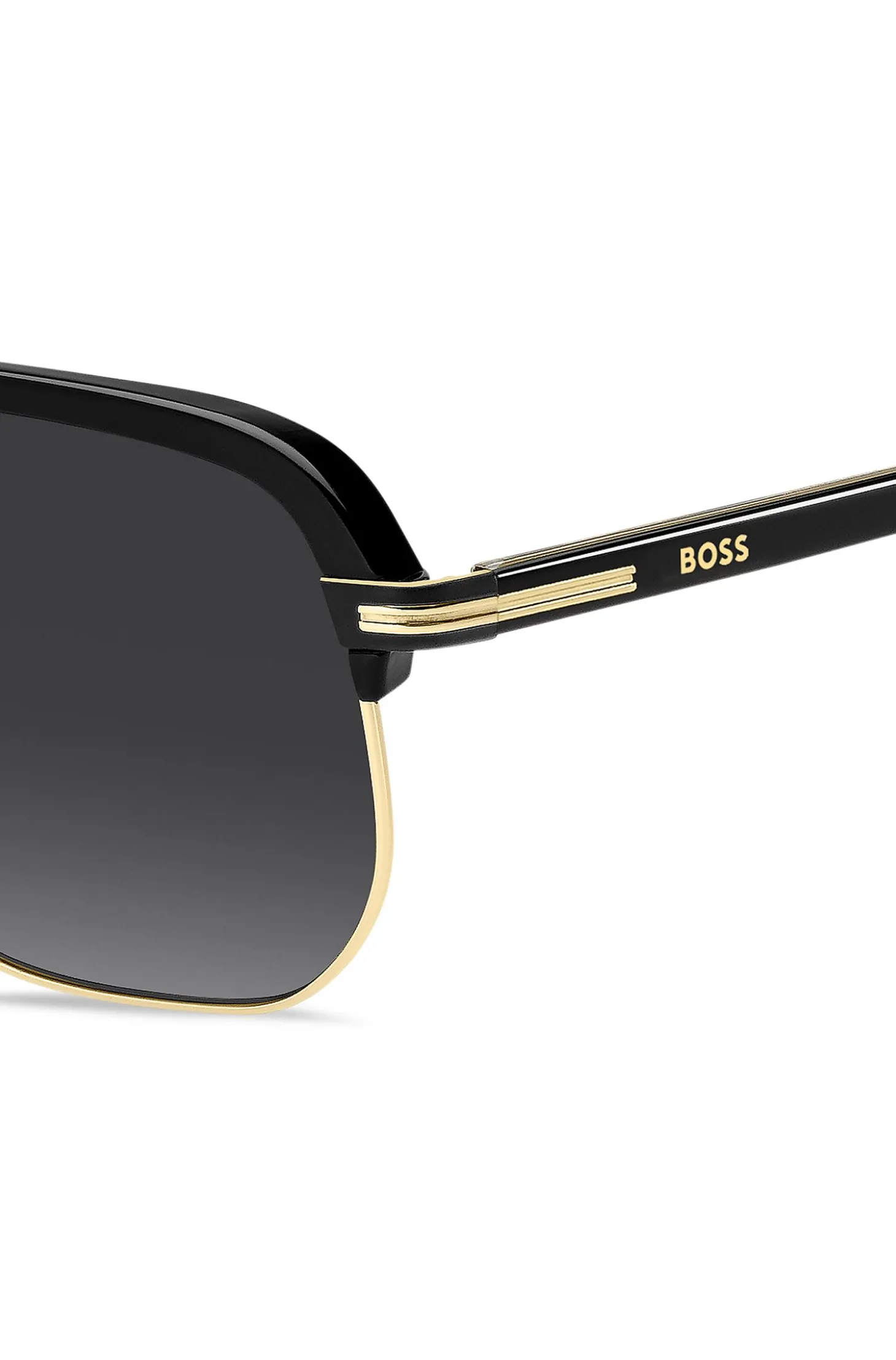 Sonnenbrille aus Metall und schwarzem Acetat mit Doppelsteg