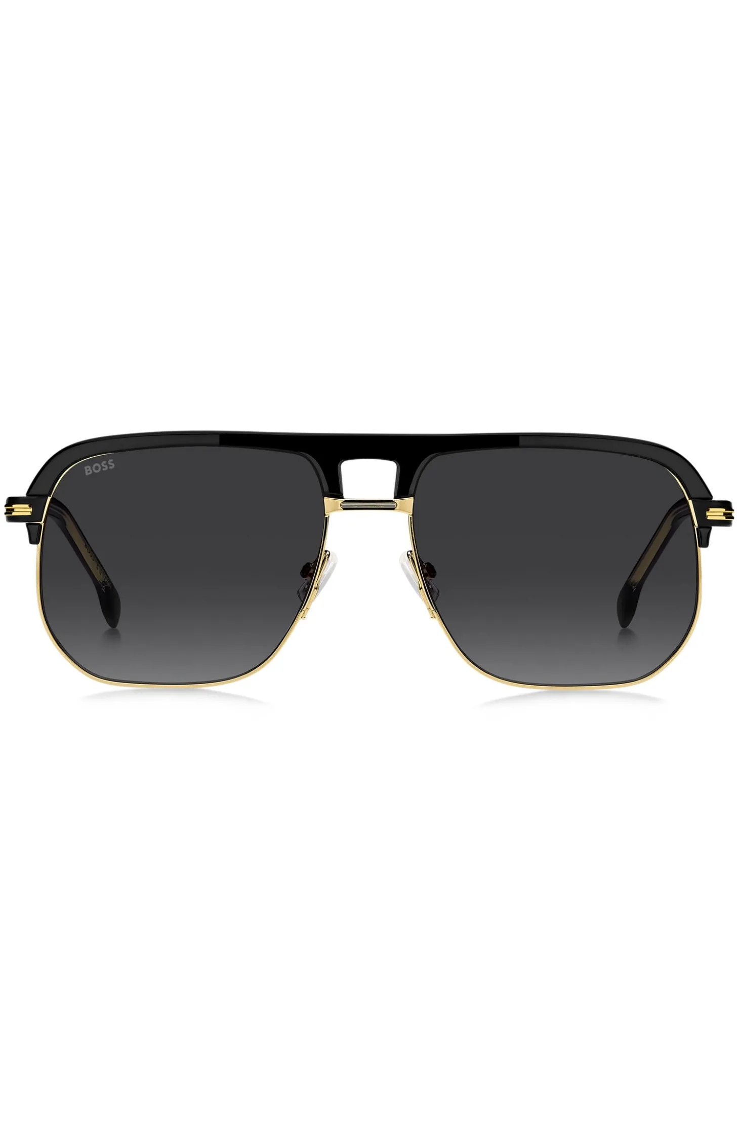 Sonnenbrille aus Metall und schwarzem Acetat mit Doppelsteg