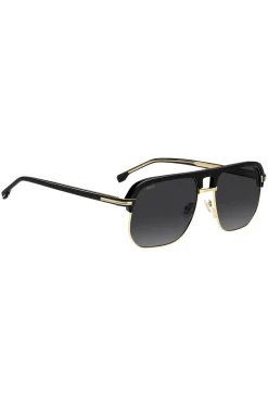 Sonnenbrille aus Metall und schwarzem Acetat mit Doppelsteg