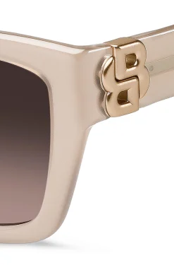 Sonnenbrille aus nudefarbenem Acetat mit Double-B-Monogramm