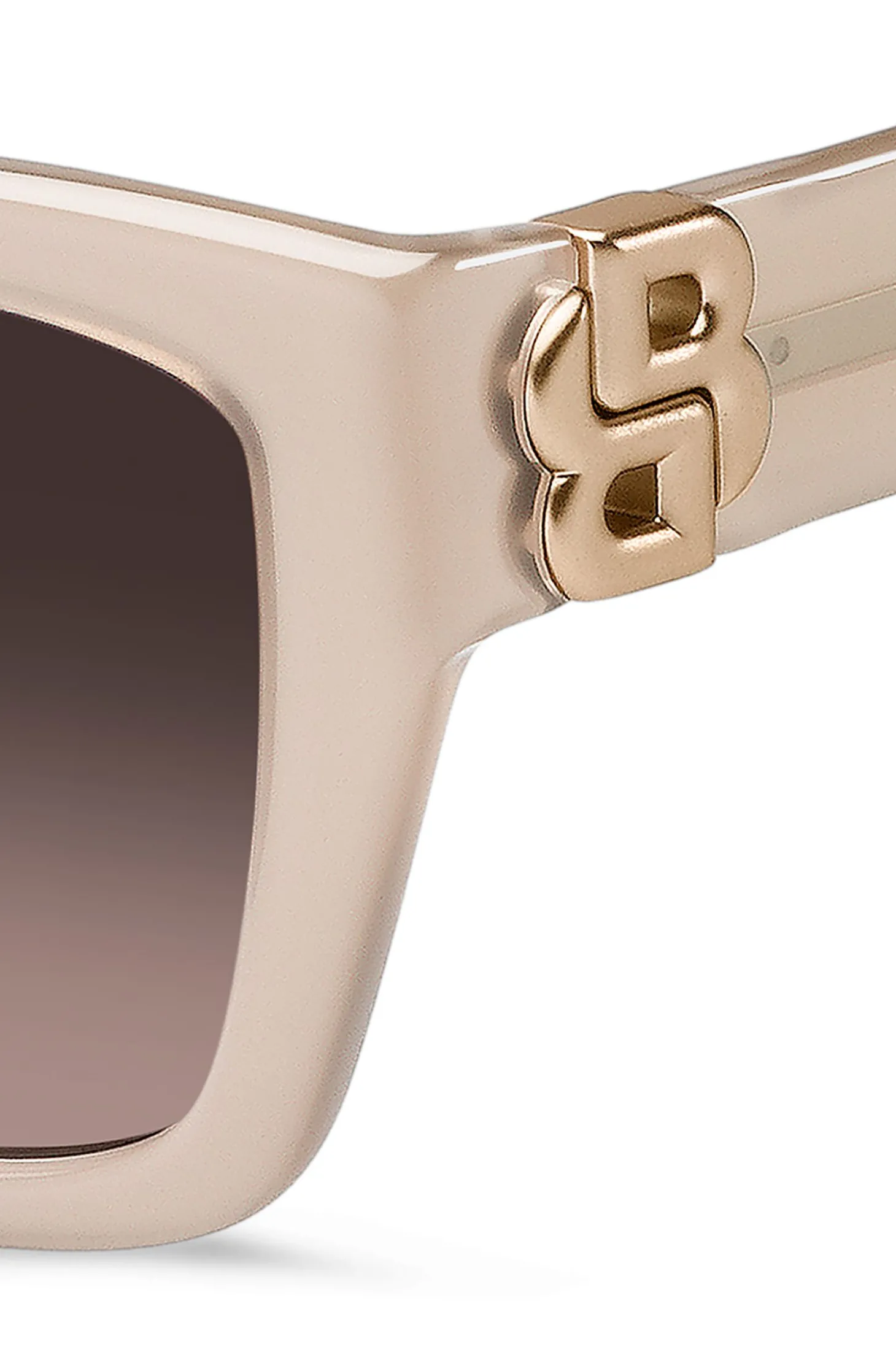 Sonnenbrille aus nudefarbenem Acetat mit Double-B-Monogramm