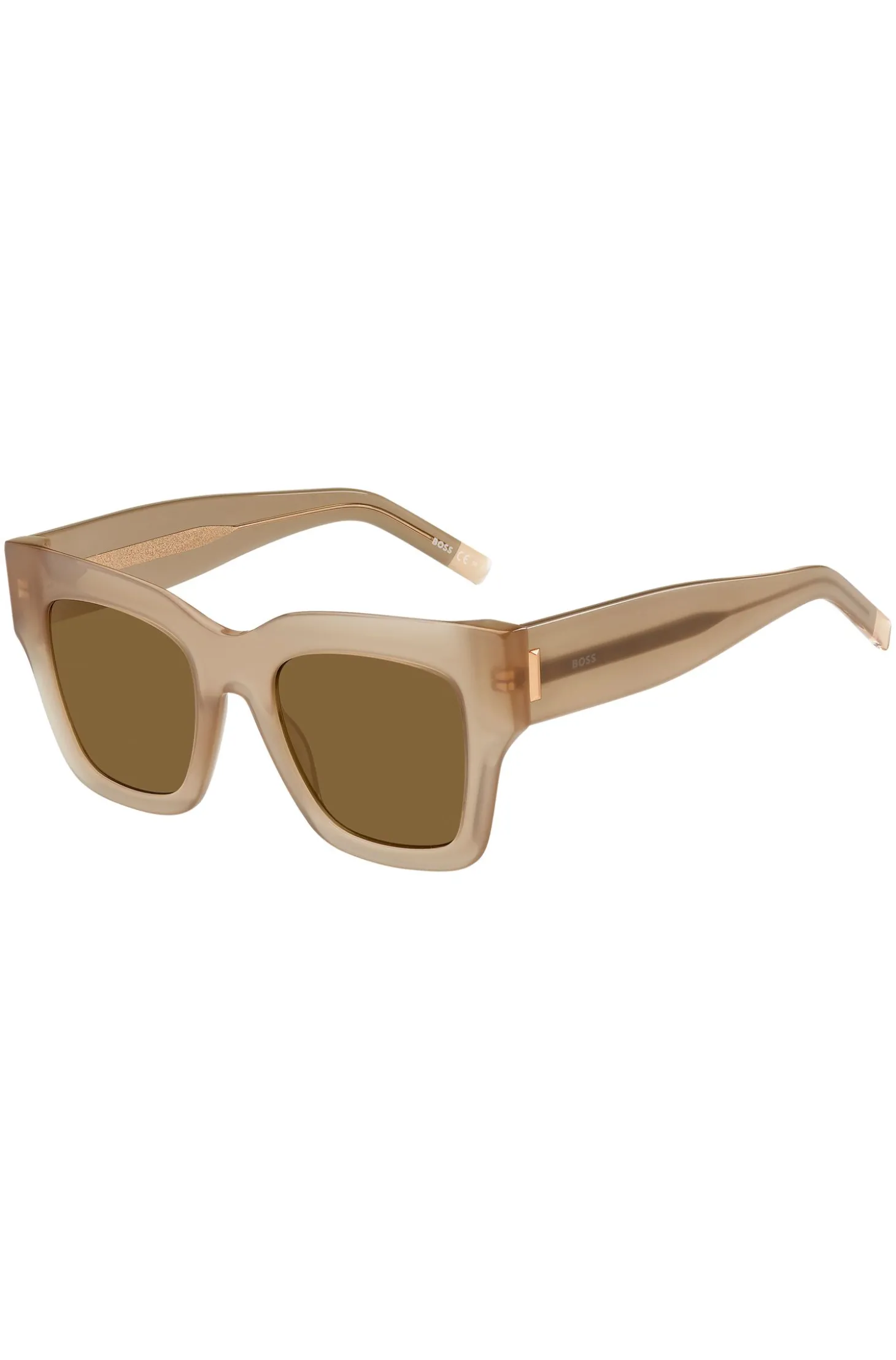 Sonnenbrille aus opalfarbenem Bio-Acetat mit charakteristischen Metalldetails