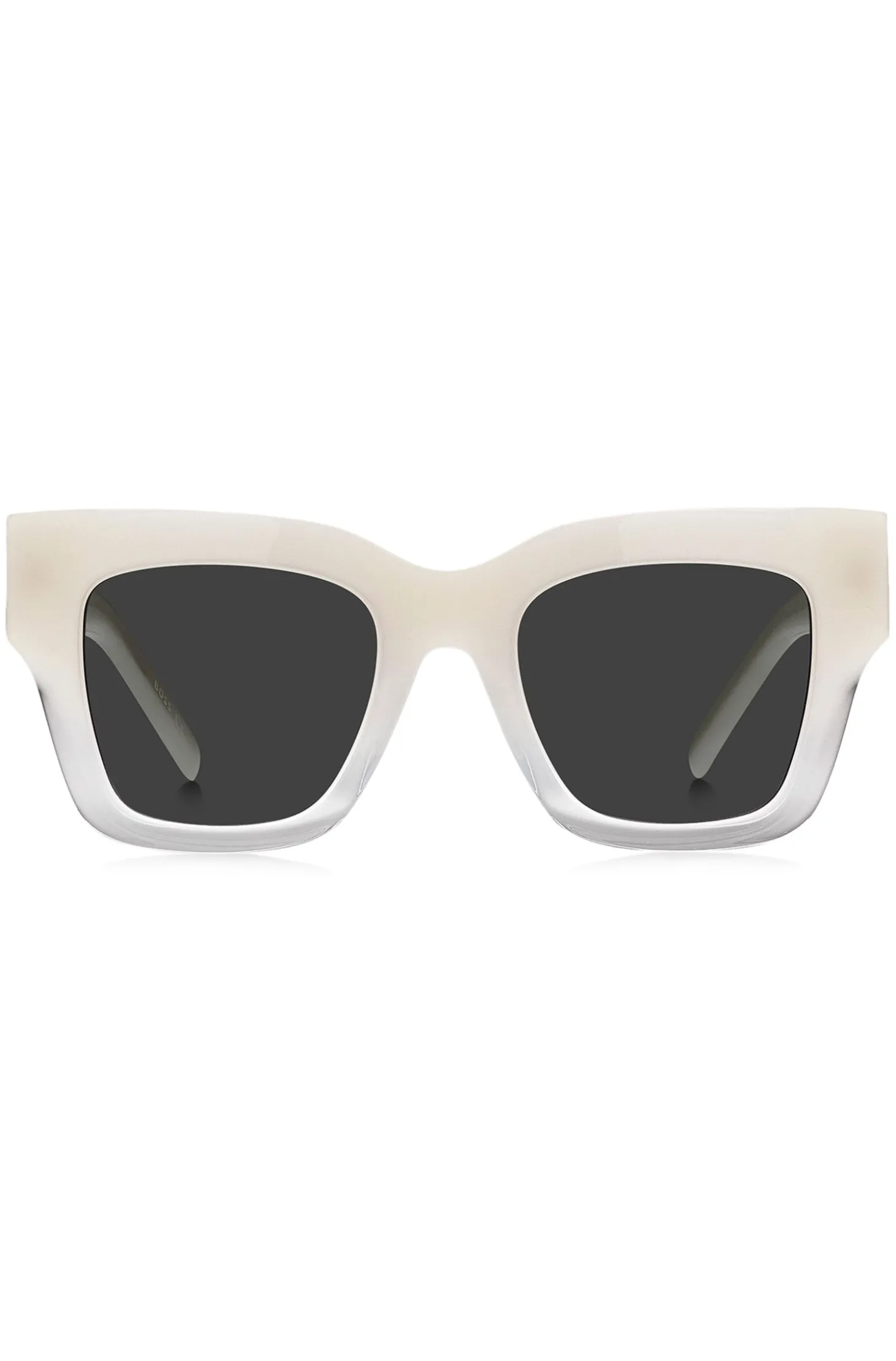 Sonnenbrille aus opalfarbenem Acetat mit charakteristischen Metalldetails
