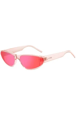 Sonnenbrille aus rosafarbenem Acetat mit tonalen Gläsern