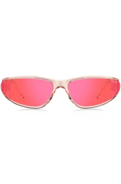 Sonnenbrille aus rosafarbenem Acetat mit tonalen Gläsern