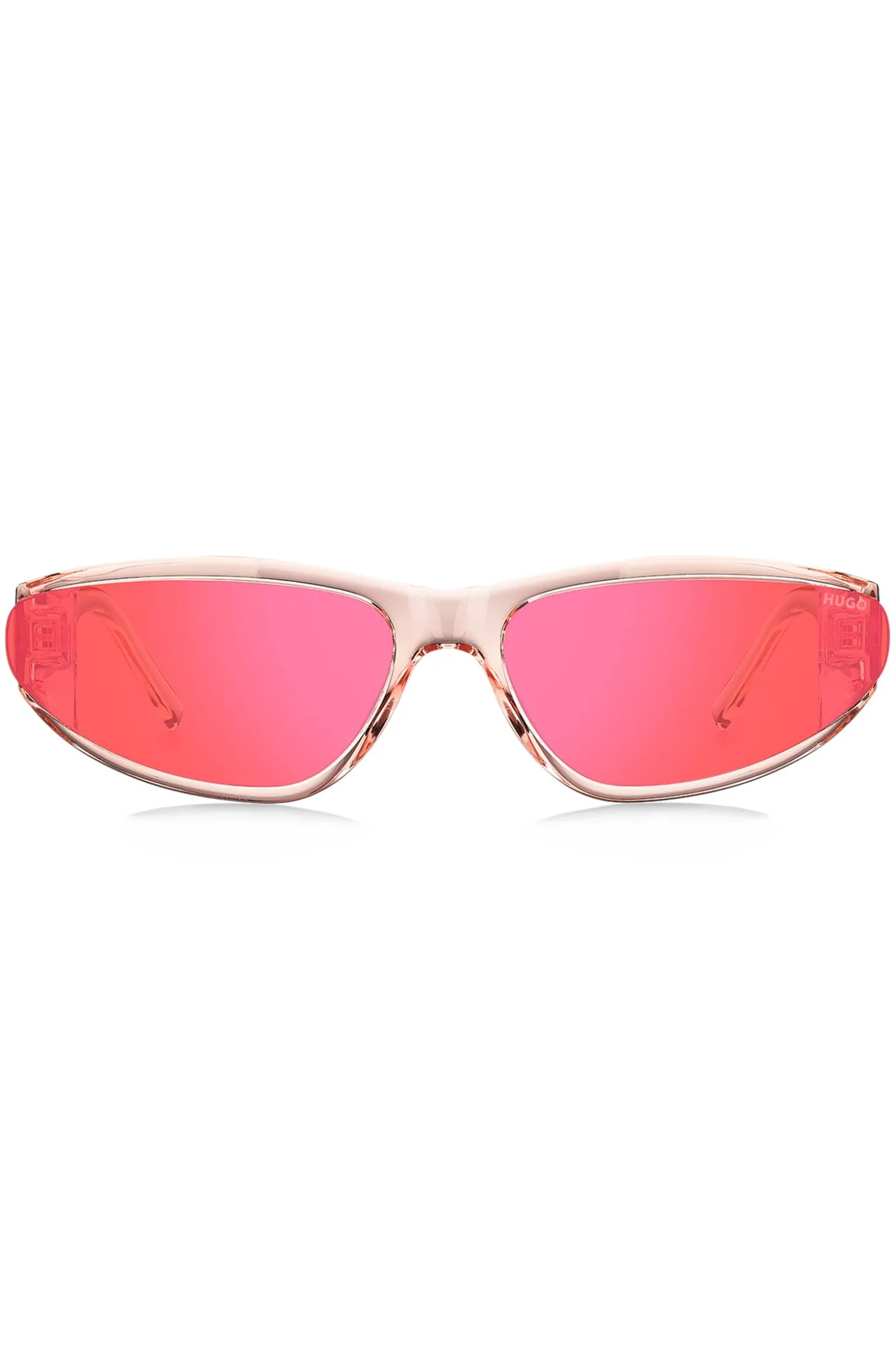 Sonnenbrille aus rosafarbenem Acetat mit tonalen Gläsern
