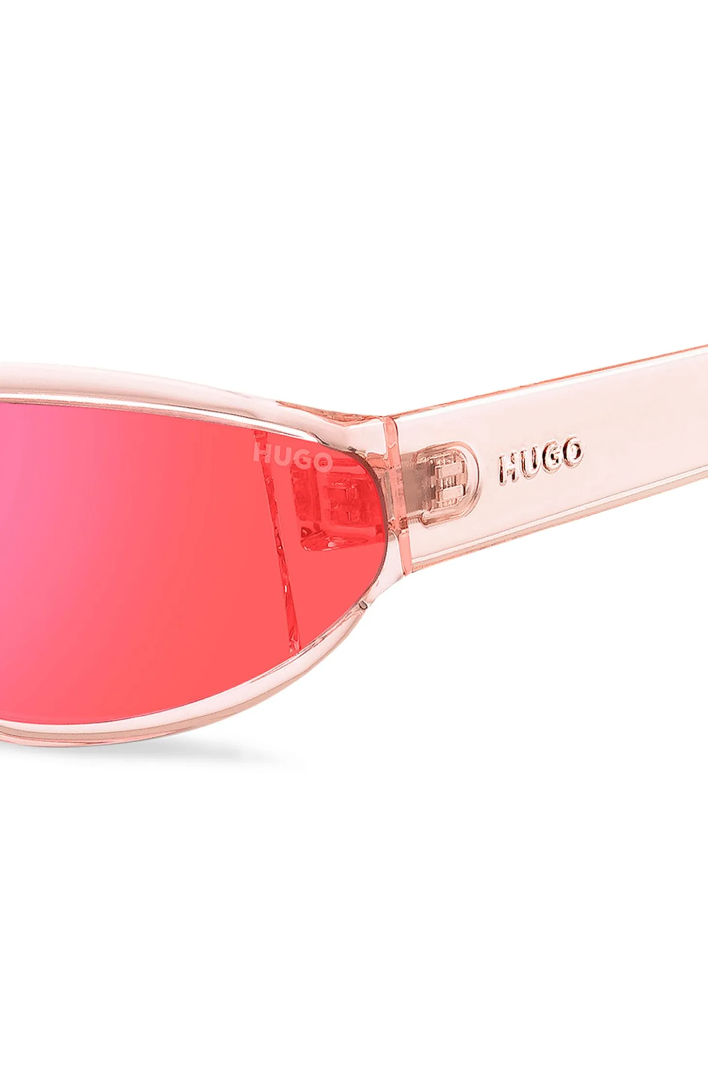 Sonnenbrille aus rosafarbenem Acetat mit tonalen Gläsern