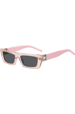 Sonnenbrille aus rosafarbenem Acetat mit 3D-Monogramm