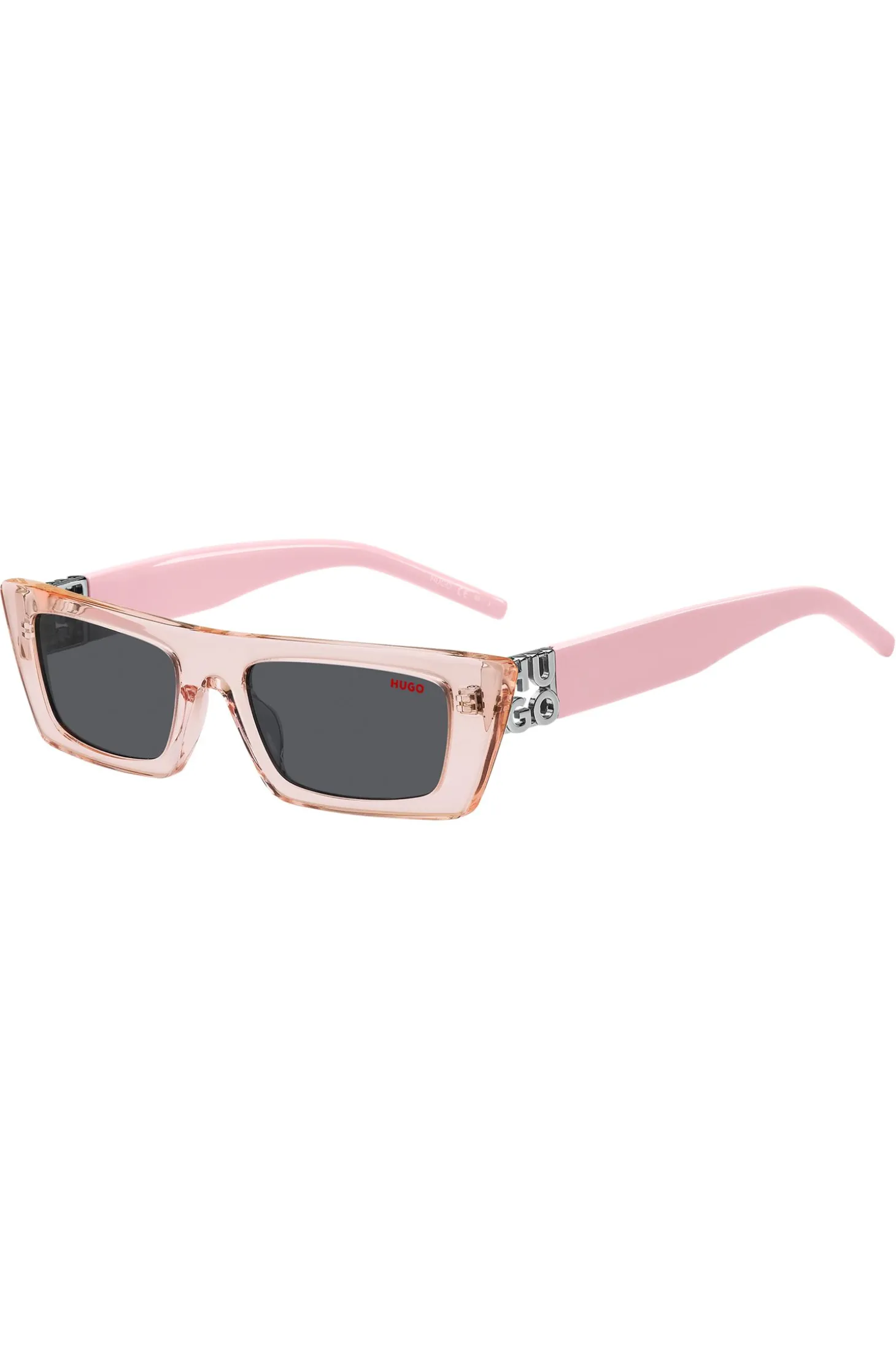 Sonnenbrille aus rosafarbenem Acetat mit 3D-Monogramm