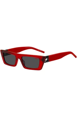 Sonnenbrille aus rotem Acetat mit 3D-Monogramm