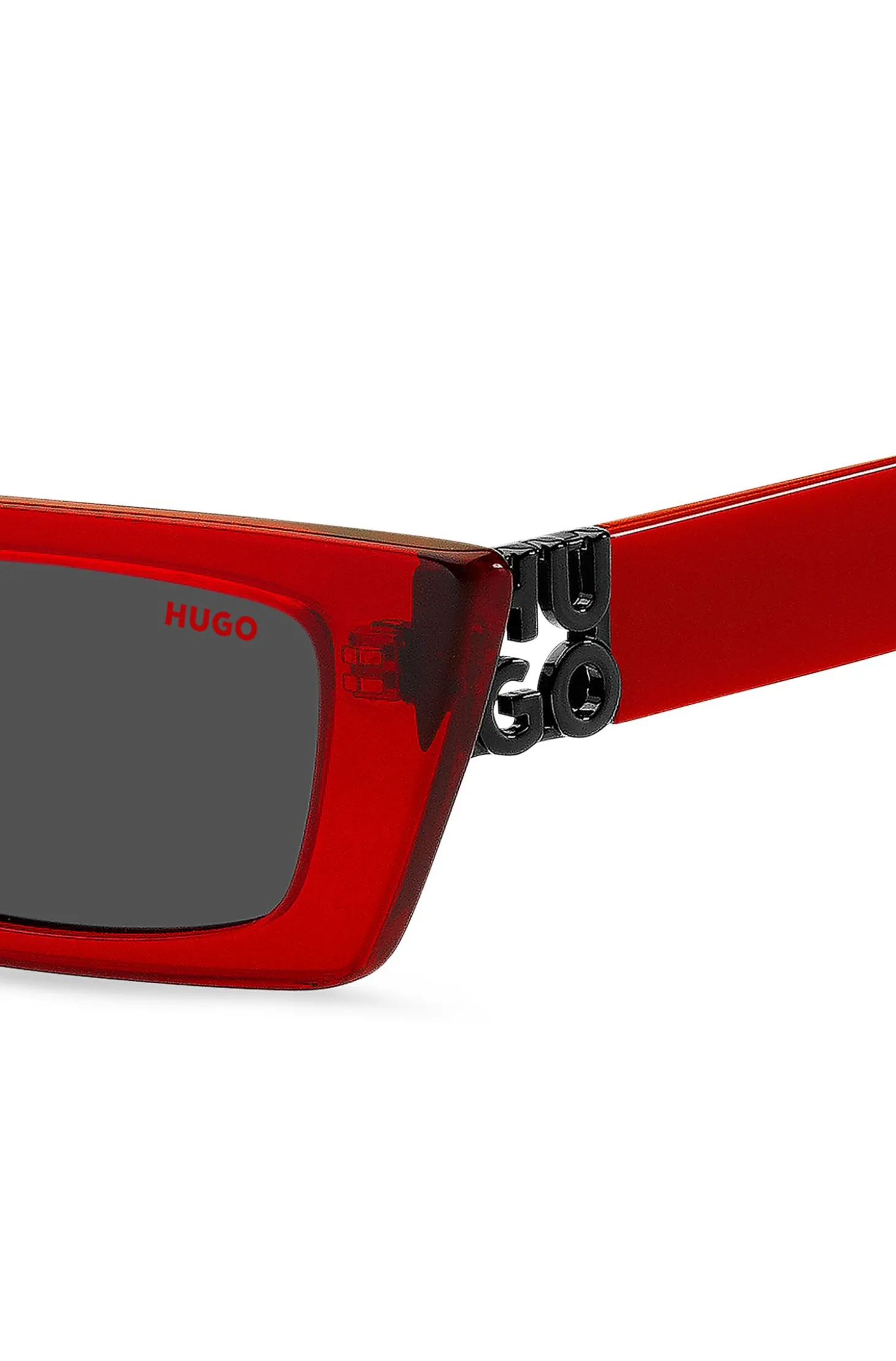 Sonnenbrille aus rotem Acetat mit 3D-Monogramm